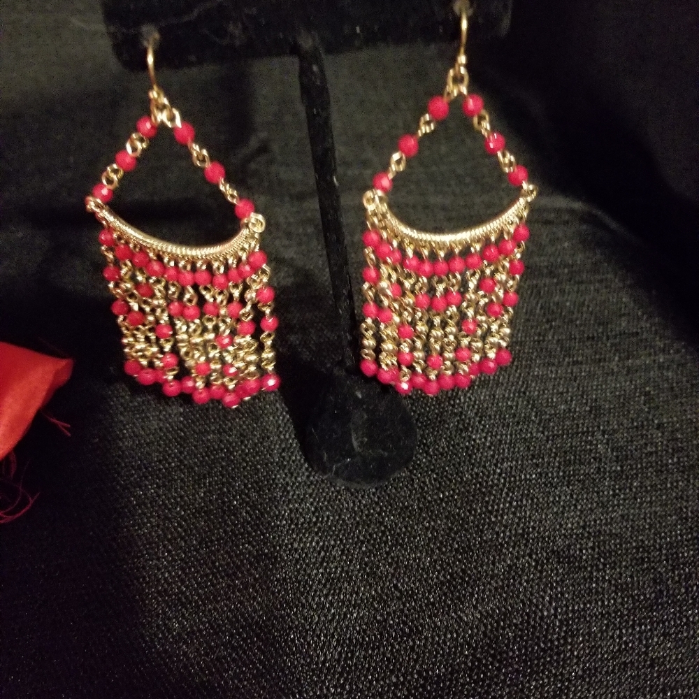Red chandelier earrings